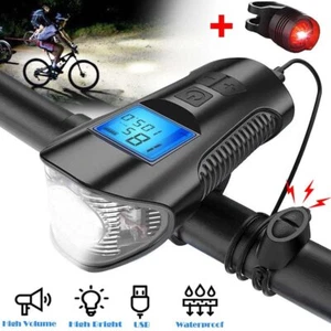 Faro LED recargable USB para bicicleta luz trasera delantera para bicicleta con velocímetro de bocina - Imagen 1 de 9