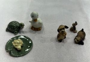 Mini figurine vintage HAGEN RENAKER Cocker Spaniels cane cane anatra tartaruga Lillypad - Foto 1 di 9