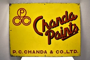Vintage Chanda Farben Werbeschild Porzellan Emaille Farbe Sammlerstücke Selten - Zdjęcie 1 z 5