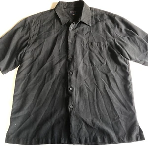 Toscano Black Short Sleeve 100% Silk Men’s Button Up Shirt Sz XL A2953 - Picture 1 of 4