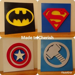 SUPER HERO WOODEN WALL SIGNS. CAN BE PERSONALISED. MARVEL. AVENGERS - Picture 1 of 5