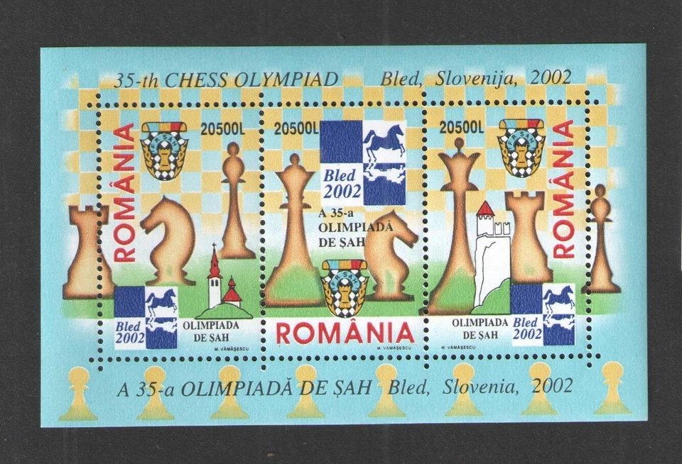 Rumania Scott # 4546 2002 {JEDREZ} HOJA DE RECUERDO MNH Foto 1 de 1
