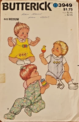 Butterick Pattern 3949 Size Medium - Infants Jumper, Overalls, Panties & Shirt - Image 1 of 2