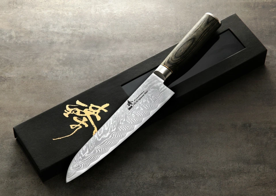 Zhen Damascus VG-10 Japanese steel 8 in Gyuto chef knife Thunder-V series - Image 1 of 2