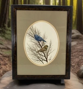 Original Patricia Pollack Watercolor Two Birds. Beautiful! Framed Signed - Picture 1 of 8