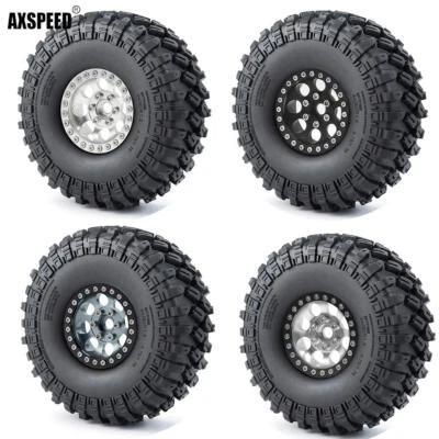 FLYXM RC Crawler 1.9" Beadlock Wheels Rims and Tires for Axial SCX10 D90 etc - Image 1 of 4