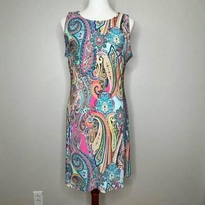 TOMMY HILFIGER Colorful Paisley Print Dress 8 Sleeveless Resort Wear Vacation - Image 1 of 4