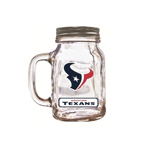 Brand New Duck House Sports NFL Houston Texans 20oz  Glass Mason Jar / Mug Cover
