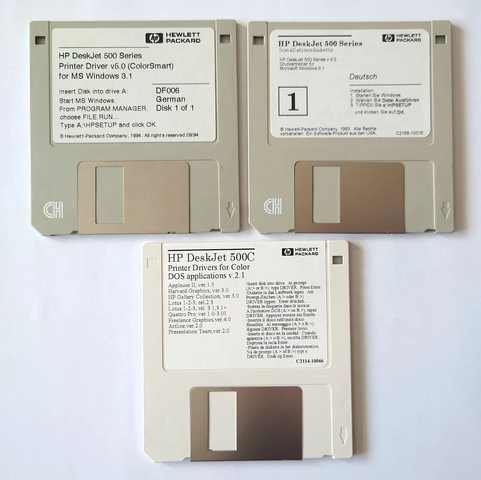 HP DeskJet 500/500C Treiber-Disketten Printer Driver ColorSmart Windows 3.1 DOS - Bild 1 von 1