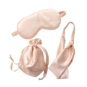 Silk Satin Sleep Mask with Elastic Headband Adjustable Skin Friendly Relax w Bag - Picture 1 of 42