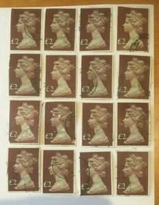 16 BRITISH LARGE STAMPS VALUE £2, - OFF PAPER, GOOD CONDITION - Picture 1 of 1