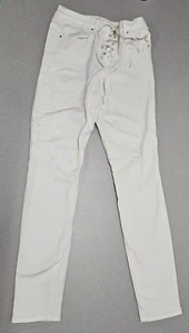 PacSun Womens Size 29 (29x29) White Lace-Up Skinny Jeans Low Rise Stretch - Picture 1 of 6
