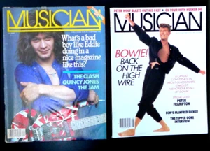 MUSICIAN MAGAZINE - 2 ISSUE LOT -  1982 VAN HALEN, CLASH, JAM & 1987 DAVID BOWIE - Picture 1 of 2