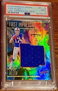 /199 PSA 9 RC Josh Allen 2018 Illusions Blue Holo Rookie Patch Jumbo Jersey RARE - Picture 1 of 2