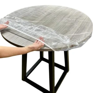 Clear Round Vinyl Fitted Tablecloth Waterproof Oilcloth Heavy Duty Elasticized - Picture 1 of 7