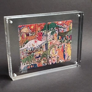 James Rizzi "TIME WARP", 2 Tarjetas Telefónicas 1993 En Bloque De Acrílico - Imagen 1 de 1