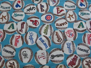 MLB Logos Phillies Yankees Mets Baseball Fabric 1/2 Yard (18 Inches x 56 Inches) - Picture 1 of 4