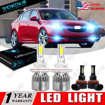 For Chevy Cruze 11 2012 2013 2014 2015 8000K LED Headlight Hi/Lo +Fog Lamp Combo Foto 1 de 4