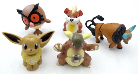 Lot of 5 VTG Pokemon Tomy 2" Mini Figures TAUROS/KANGASKHAN/EEVEE/GROWLITHE/HOOT Cover
