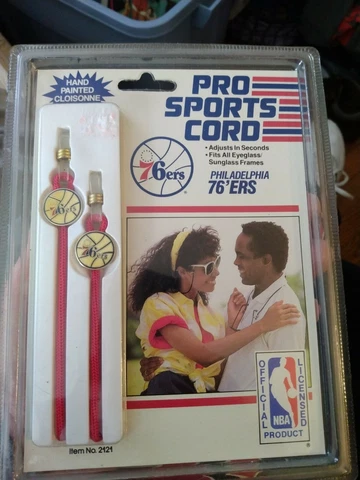 Philadelphia 76ers NBA Pro Sports Cord Eyeglasses Sunglasses Attachment 1987 New Cover