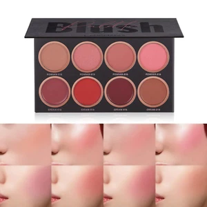 8 Colors Face Blush Palette, Matte Mineral Powder Bright Shimmer for Cheek and E - Picture 1 of 11