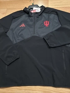 Adidas NCAA Indiana Hoosiers 1/4 Zip Woven Jacket Black IQ0633 NWT Men’s Sz L - Picture 1 of 9