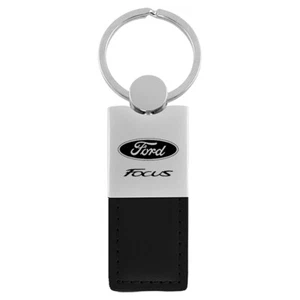 Ford Focus Keychain & Keyring - Duo Premium Black Leather & Metal Key Fob - Picture 1 of 3