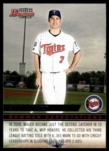 2010 Bowman Expectations Joe Mauer/Buster Posey Rookie R158