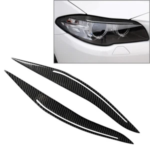 Headlight Eyebrows Eyelids Cover Trim For BMW 5 Series F10 Sedan  2014-16 Carbon - Foto 1 di 11