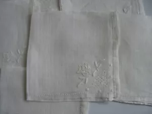 S/6 Vintage Leinen Spitze bestickt Servietten WEISS 11 1/2" Quadrat - Bild 1 von 5