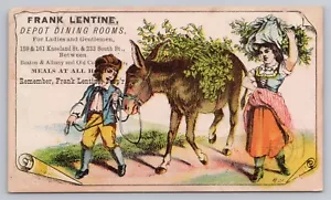 Depot Dining Rooms Frank Lentine Donkey Ass Peasant Woman Boy Trade Card - Picture 1 of 2