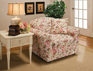 JERSEY PINK FLORAL RECLINER COVER--LAZY BOY "STRETCHES"---FITS MOST CHAIRS -  R