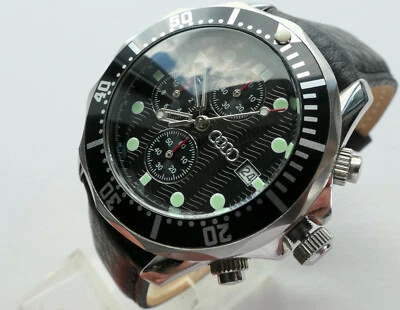 Часы хронограф Audi Classic дайверские деловые спортивные военные ретро дизайн для подводного плавания - Изображение 1 из 4