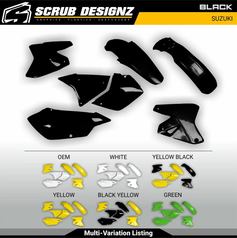 Kit de carrocería de plástico negro/blanco/amarillo/verde Suzuki DRZ400E Enduro 1999-2024 Foto 1 de 4