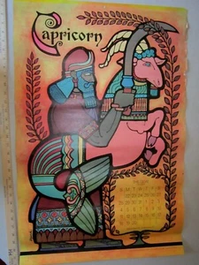 60er JAHRE STEINBOCK STERNZEICHEN KALENDER POSTER - 1969 - VINTAGE. MCM Mod Wysocki - Bild 1 von 8