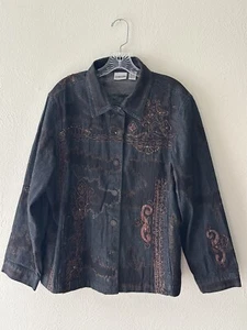 CHICO’s DAMEN JEANSJACKE BRONZE BESTICKT PAILLETTEN GRÖSSE 3 VORNE GEKNÖPFT - Bild 1 von 10