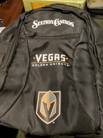 New Las Vegas Golden Knights NHL Hockey VGK Black Backpack Station Casinos Logo Cover