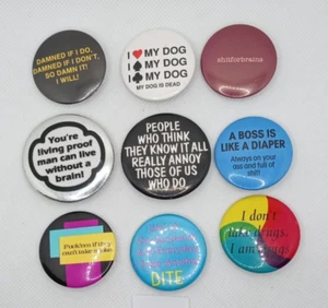 Vintage Pinback Button Lot Funny Dirty Vulgar NSFW Offensive Foul Language Mix 5 - Picture 1 of 3