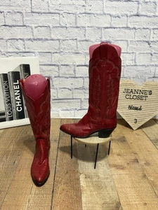 Botas de Vaquero Rojo Lagarto Artesanales Raras De Colección - Talla 5 B - Imagen 1 de 15