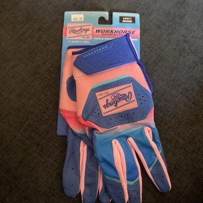 ¡¡NUEVO!! Guantes de bateo Rawlings rosa/azul (medianos adultos) 🔥 Foto 1 de 2