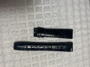 Authentic GUCCI Watch Black Leather Replacement Band 17 MM Switzerland Lizard - Picture 1 of 3