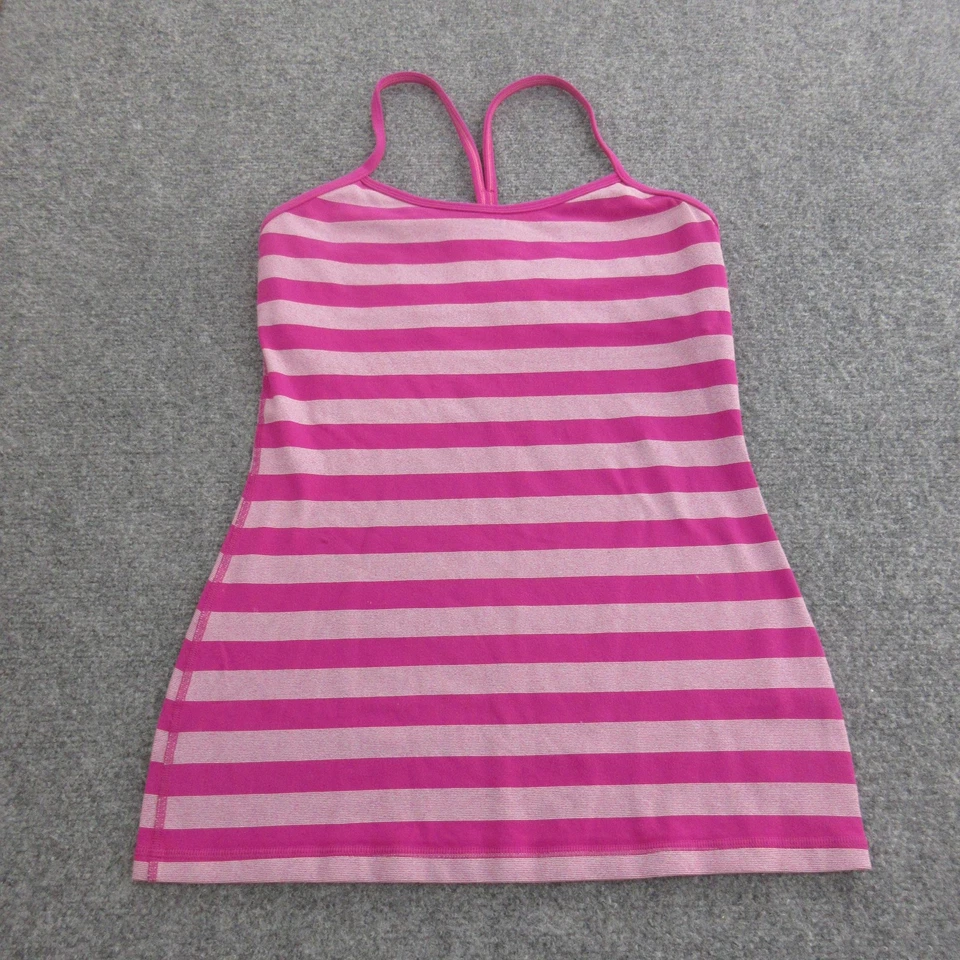 Camiseta sin mangas Lululemon para mujer 8 rayas rosas sujetador incorporado espalda deportiva yoga atlético Foto 1 de 4