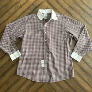 Brooks Brothers Dress Shirt Men 16.5-34 Red Checker Regent Fit Preppy NWT $118 - Picture 1 of 12