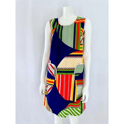 Handmade Vintage 60s Mod Shift Dress, Color Block Geometric Retro Mini Dress - Image 1 of 4
