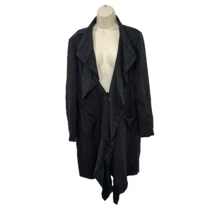 Kate Hill Opern Front Cardigan Womens Size 14 Black Ruffle Long Sleeve - Picture 1 of 14