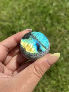 Labradorite Dragon Egg Crystal Polished Gemstone Yellow And Blue Flash - Picture 1 of 2