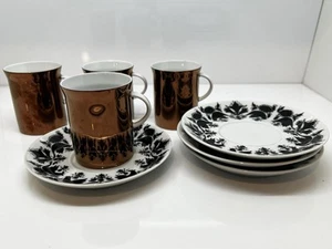 4 x Rosenthal Hilton 4009 Black Bird tazze e piattini da caffè (P-4224 623) - Foto 1 di 10