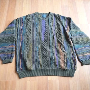 Vtg 90s Coogi 3D Style Sweater Florence Tricot Men’s XL Brown/Purple Earth Tone - Picture 1 of 17