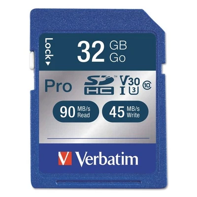 Verbatim 98047 32GB UHS-I V30 U3 Class 10 Pro 600X SDHC Memory Card New - Image 1 of 2