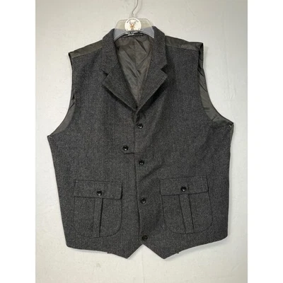 Chaleco Paul Jones Para Hombres Mezcla de Lana Espiga Talla L Carbón Tweed Blazer Estilo Foto 1 de 4